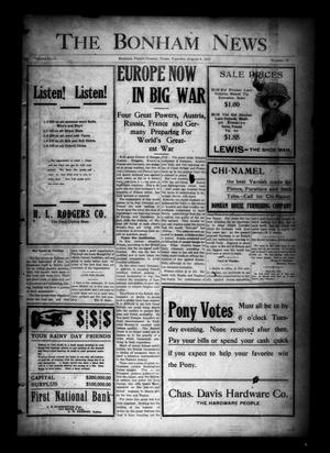The Bonham News (Bonham, Tex.), Vol. 49, No. 30, Ed. 1 Tuesday, August 4, 1914