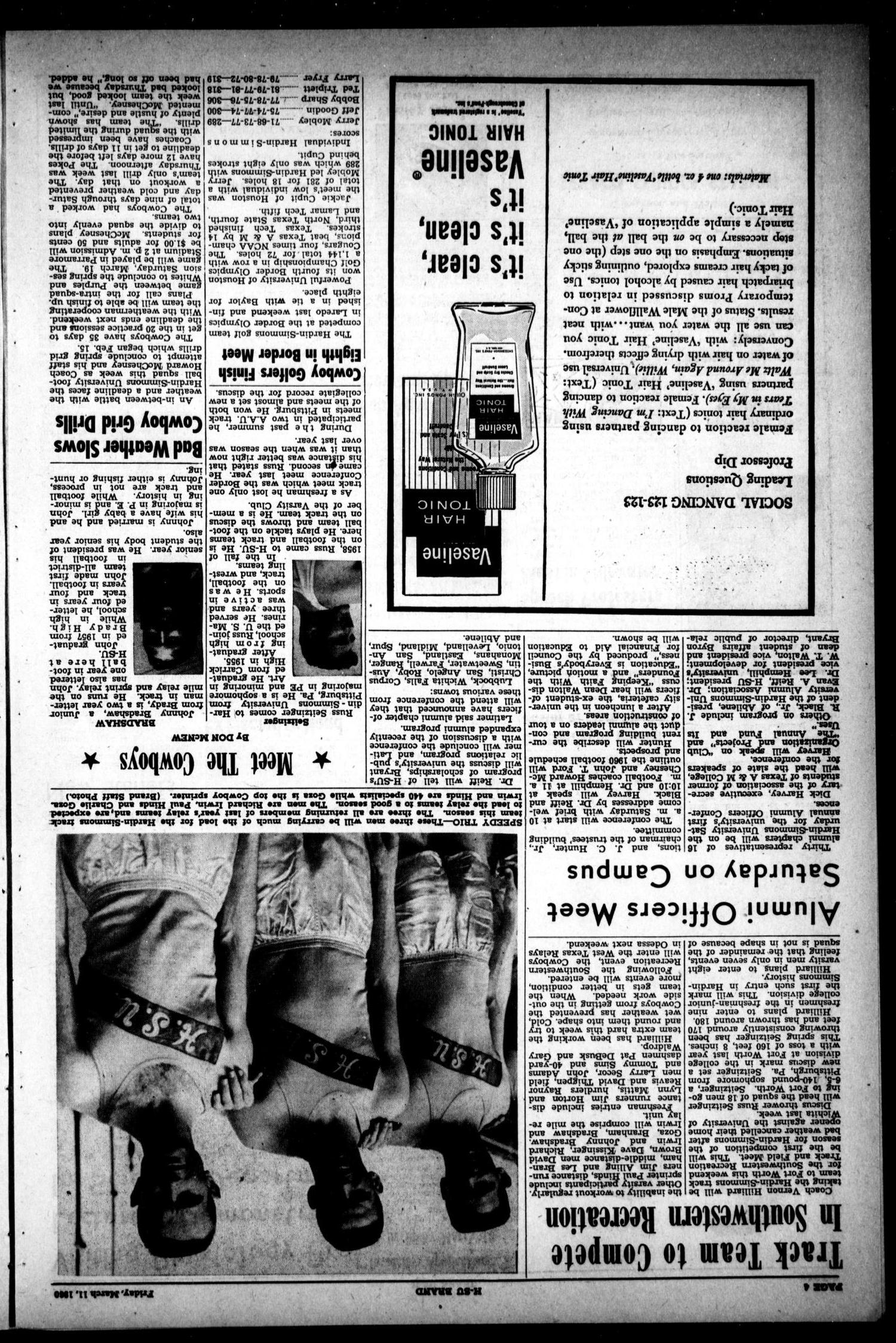 The Brand (Abilene, Tex.), Vol. 45, No. 21, Ed. 1, Friday, March 11, 1960
                                                
                                                    [Sequence #]: 4 of 6
                                                
