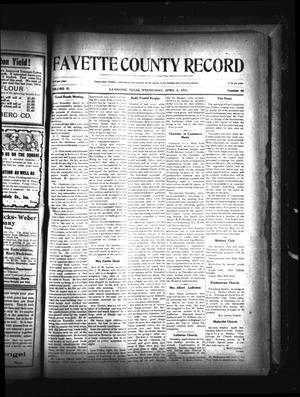 Primary view of object titled 'Fayette County Record (La Grange, Tex.), Vol. 2, No. 40, Ed. 1 Wednesday, April 5, 1911'.