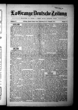 Primary view of object titled 'La Grange Deutsche Zeitung (La Grange, Tex.), Vol. 32, No. 15, Ed. 1 Thursday, November 24, 1921'.