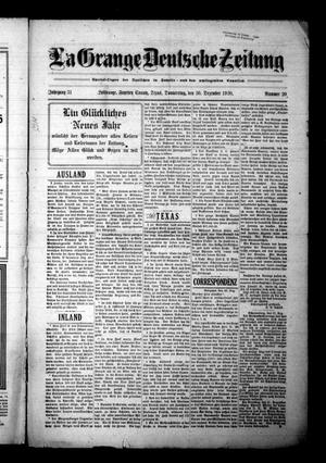 La Grange Deutsche Zeitung (La Grange, Tex.), Vol. 31, No. 20, Ed. 1 Thursday, December 30, 1920