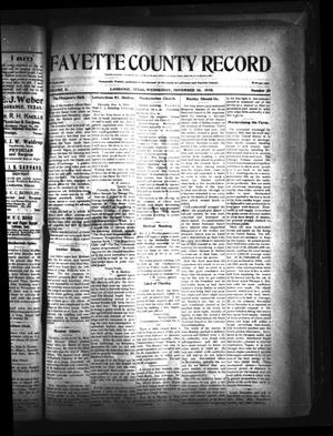 Primary view of object titled 'Fayette County Record (La Grange, Tex.), Vol. 2, No. 20, Ed. 1 Wednesday, November 16, 1910'.