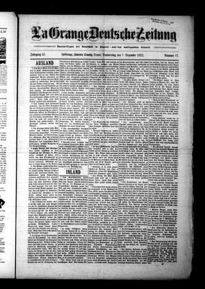 La Grange Deutsche Zeitung (La Grange, Tex.), Vol. 33, No. 17, Ed. 1 Thursday, December 7, 1922