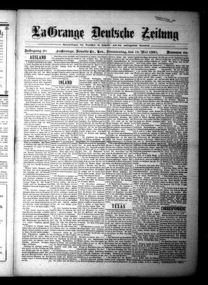 Primary view of object titled 'La Grange Deutsche Zeitung (La Grange, Tex.), Vol. 30, No. 39, Ed. 1 Thursday, May 13, 1920'.