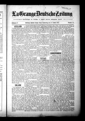 La Grange Deutsche Zeitung (La Grange, Tex.), Vol. 33, No. 10, Ed. 1 Thursday, October 19, 1922