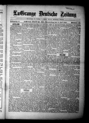Primary view of object titled 'La Grange Deutsche Zeitung (La Grange, Tex.), Vol. 30, No. 48, Ed. 1 Thursday, July 15, 1920'.