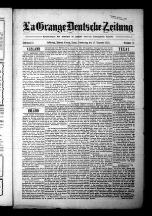 Primary view of object titled 'La Grange Deutsche Zeitung (La Grange, Tex.), Vol. 32, No. 18, Ed. 1 Thursday, December 15, 1921'.