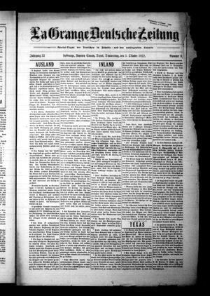 La Grange Deutsche Zeitung (La Grange, Tex.), Vol. 33, No. 8, Ed. 1 Thursday, October 5, 1922