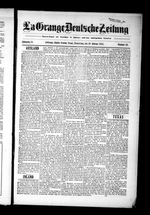 Primary view of object titled 'La Grange Deutsche Zeitung (La Grange, Tex.), Vol. 34, No. 29, Ed. 1 Thursday, February 28, 1924'.