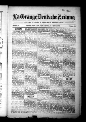 La Grange Deutsche Zeitung (La Grange, Tex.), Vol. 32, No. 26, Ed. 1 Thursday, February 9, 1922