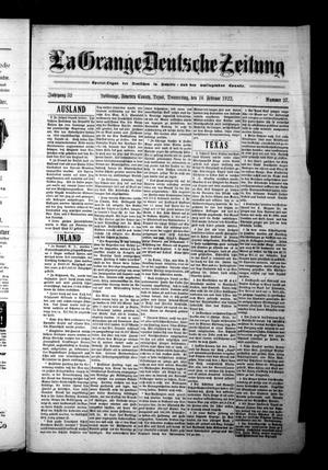 La Grange Deutsche Zeitung (La Grange, Tex.), Vol. 32, No. 27, Ed. 1 Thursday, February 16, 1922