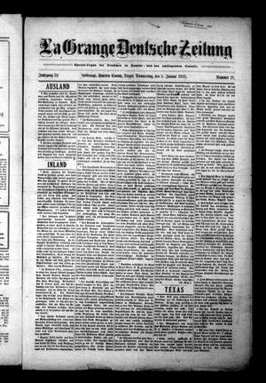Primary view of object titled 'La Grange Deutsche Zeitung (La Grange, Tex.), Vol. 32, No. 21, Ed. 1 Thursday, January 5, 1922'.