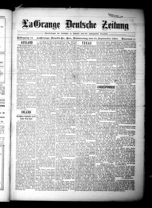 Primary view of object titled 'La Grange Deutsche Zeitung (La Grange, Tex.), Vol. 31, No. 6, Ed. 1 Thursday, September 23, 1920'.