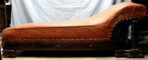 [Fainting couch with hardwood trim]