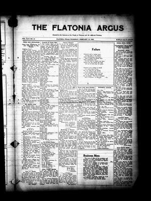 Primary view of object titled 'The Flatonia Argus (Flatonia, Tex.), Vol. 44, No. 15, Ed. 1 Thursday, February 12, 1920'.