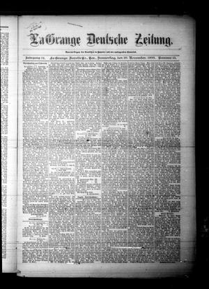 Primary view of object titled 'La Grange Deutsche Zeitung. (La Grange, Tex.), Vol. 14, No. 15, Ed. 1 Thursday, November 26, 1903'.