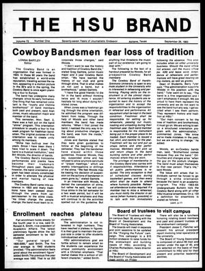 The HSU Brand (Abilene, Tex.), Vol. 72, No. 1, Ed. 1, Monday, September 26, 1983