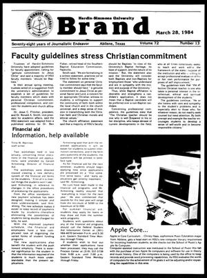 Hardin-Simmons University Brand (Abilene, Tex.), Vol. 72, No. 13, Ed. 1, Wednesday, March 28, 1984