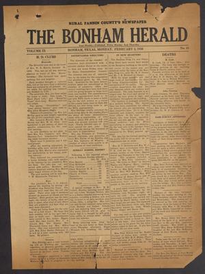 Primary view of object titled 'The Bonham Herald (Bonham, Tex.), Vol. 9, No. 45, Ed. 1 Monday, February 3, 1936'.