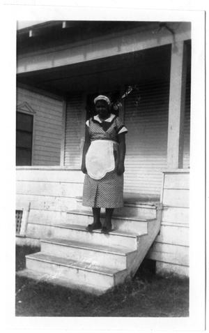 [Unidentified Woman on Steps of Freeport Rectory]