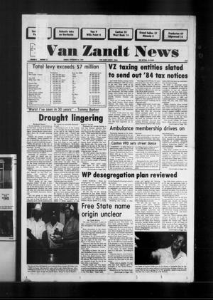 Primary view of object titled 'Van Zandt News (Wills Point, Tex.), Vol. 3, No. 16, Ed. 1 Sunday, September 23, 1984'.