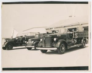 [Photograph of Three Fire Engines at Camp Hulen]