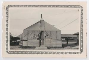 Primary view of object titled '[Photograph of a Tent at Camp Hulen]'.