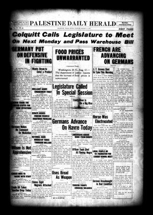 Palestine Daily Herald (Palestine, Tex), Vol. 12, No. 296, Ed. 1 Monday, August 17, 1914