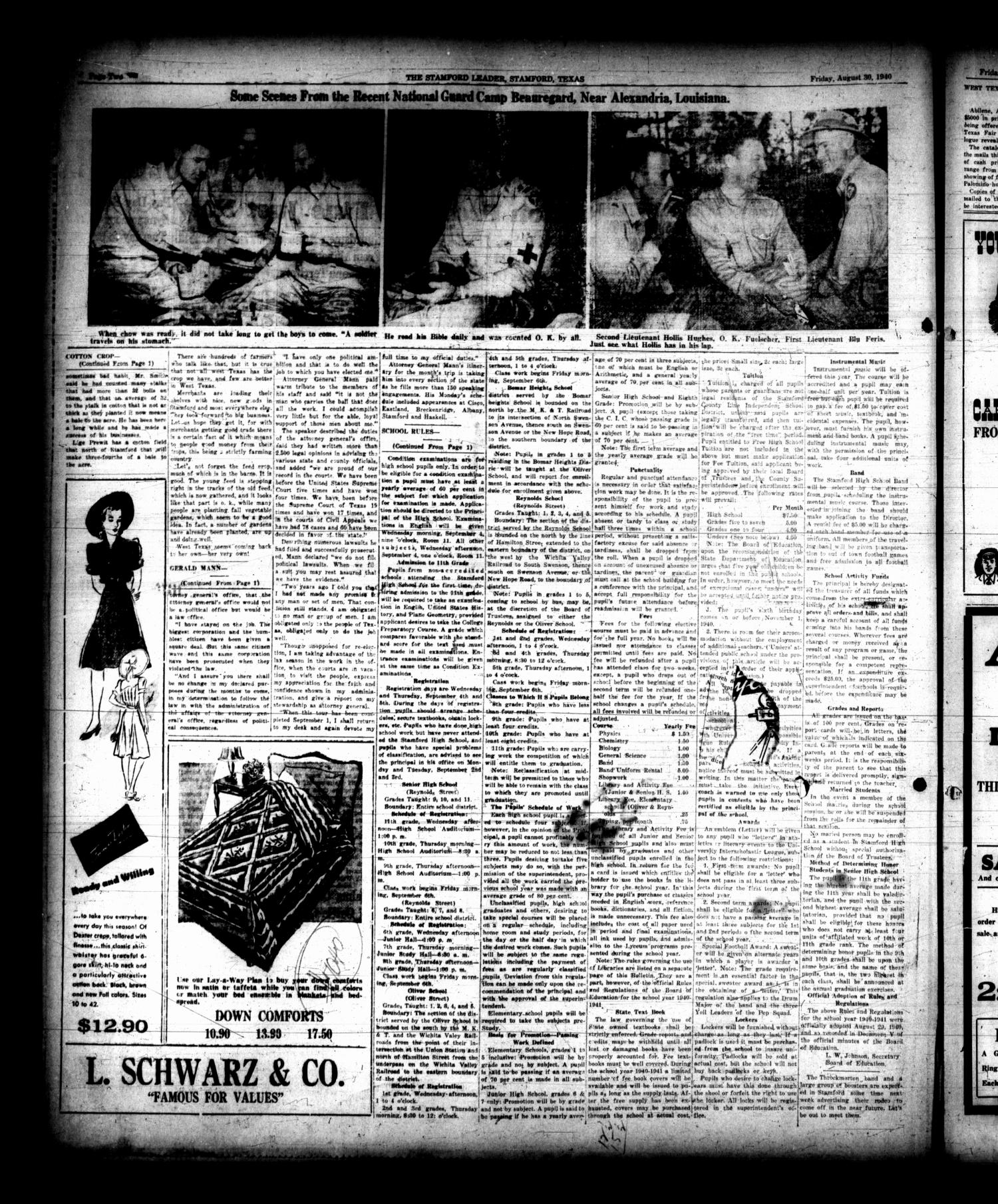 The Stamford Leader (Stamford, Tex.), Vol. 40, No. [48], Ed. 1 Friday, August 30, 1940
                                                
                                                    [Sequence #]: 2 of 8
                                                