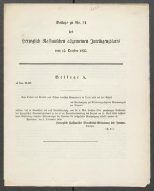 Primary view of object titled 'Beilage zu no. 41 des herzoglich rassischen Allgemeinen Intelligenzblatts'.
