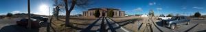 Panoramic image of the Hudspeth County Courthouse in Sierra Blanca, Texas.