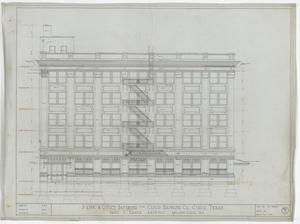 Cisco Bank and Office Building, Cisco, Texas: Building Elevation Drawing