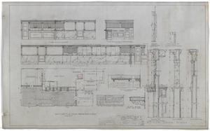 Primary view of object titled 'First National Bank, Olney, Texas: First Floor Plan Showing Banking Room Fixtures'.