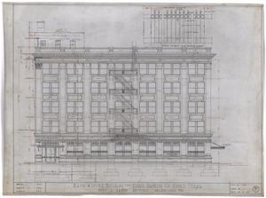 Primary view of object titled 'Cisco Bank and Office Building, Cisco, Texas: Side Elevation Drawing'.