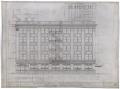Technical Drawing: Cisco Bank and Office Building, Cisco, Texas: Side Elevation Drawing
