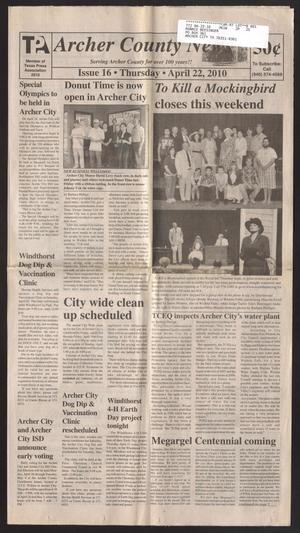 Primary view of object titled 'Archer County News (Archer City, Tex.), No. 16, Ed. 1 Thursday, April 22, 2010'.