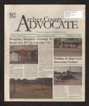Primary view of object titled 'Archer County Advocate (Holliday, Tex.), Vol. 3, No. 23, Ed. 1 Thursday, September 15, 2005'.