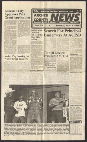 Primary view of object titled 'Archer County News (Archer City, Tex.), No. 29, Ed. 1 Thursday, July 18, 1996'.