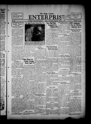 Primary view of object titled 'Jim Hogg County Enterprise (Hebbronville, Tex.), Vol. 12, No. 46, Ed. 1 Thursday, March 31, 1938'.