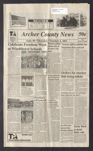 Primary view of object titled 'Archer County News (Archer City, Tex.), No. 40, Ed. 1 Thursday, October 4, 2001'.