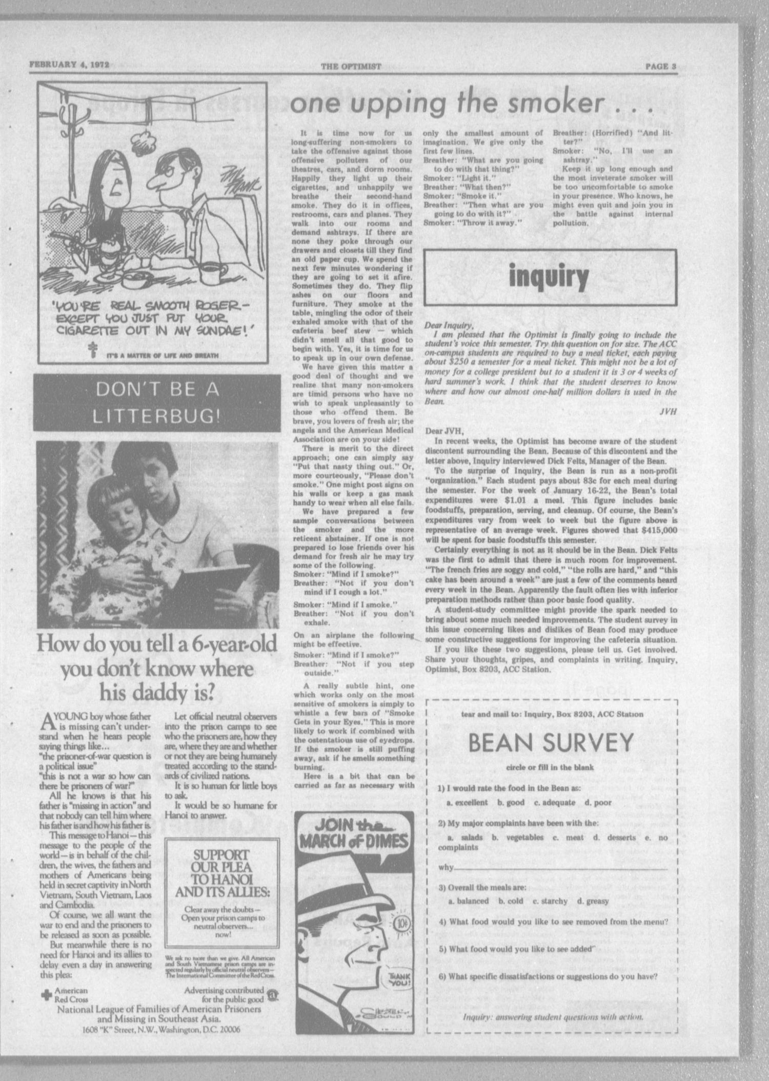 The Optimist (Abilene, Tex.), Vol. 59, No. 14, Ed. 1, Friday, February 4, 1972
                                                
                                                    [Sequence #]: 3 of 8
                                                