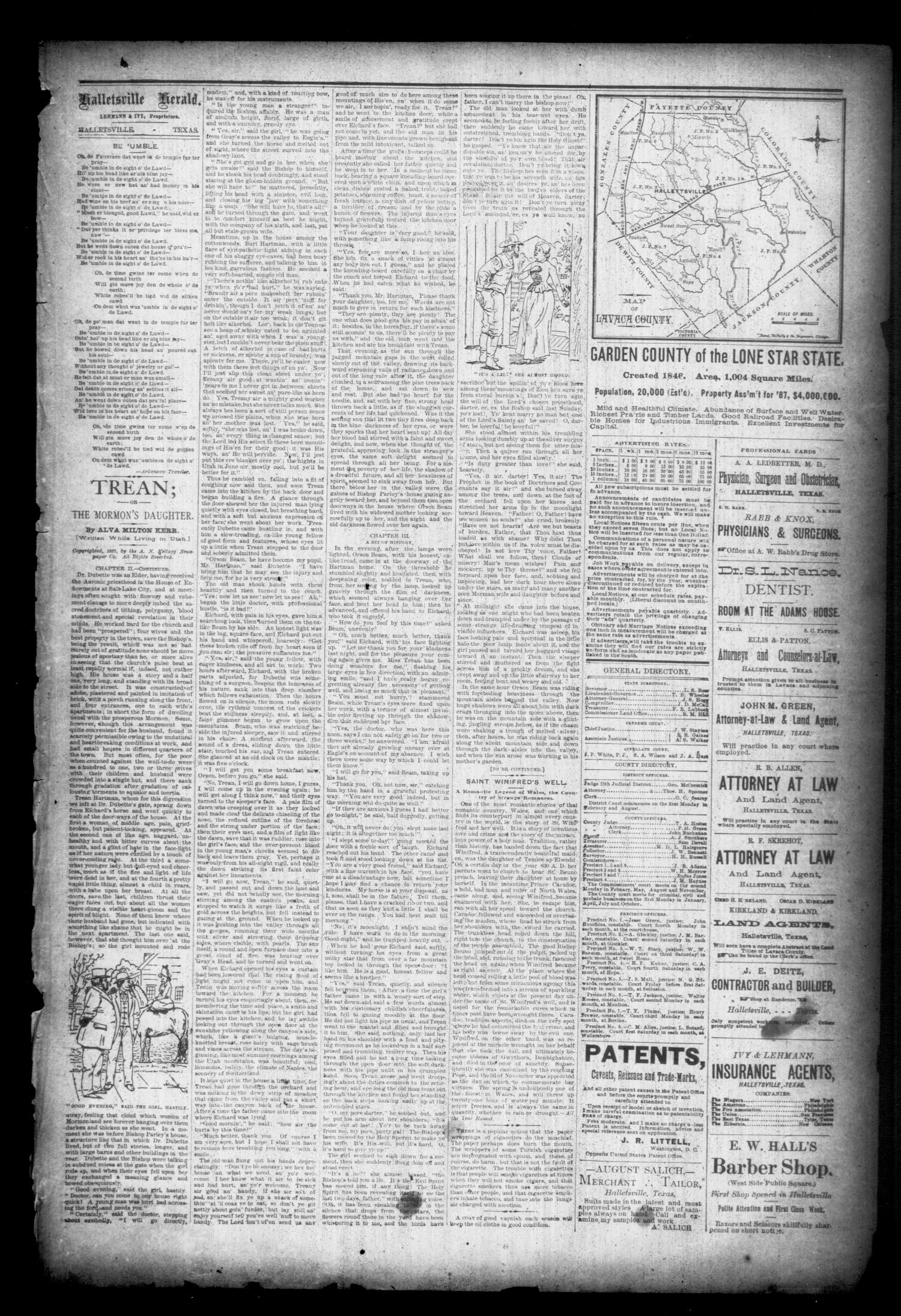 Halletsville Herald. (Hallettsville, Tex.), Vol. 17, No. 42, Ed. 1 Thursday, July 12, 1888
                                                
                                                    [Sequence #]: 3 of 8
                                                