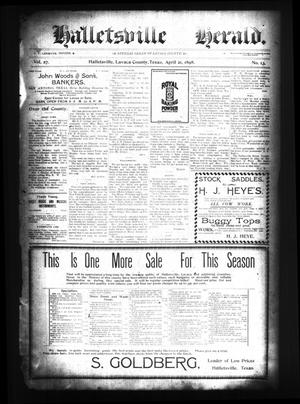 Primary view of object titled 'Halletsville Herald. (Hallettsville, Tex.), Vol. 27, No. 13, Ed. 1 Thursday, April 21, 1898'.