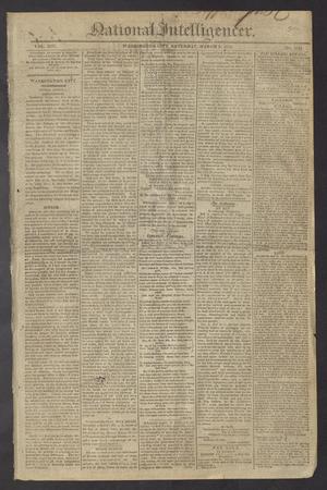 Primary view of object titled 'National Intelligencer. (Washington City [D.C.]), Vol. 13, No. 1945, Ed. 1 Saturday, March 6, 1813'.