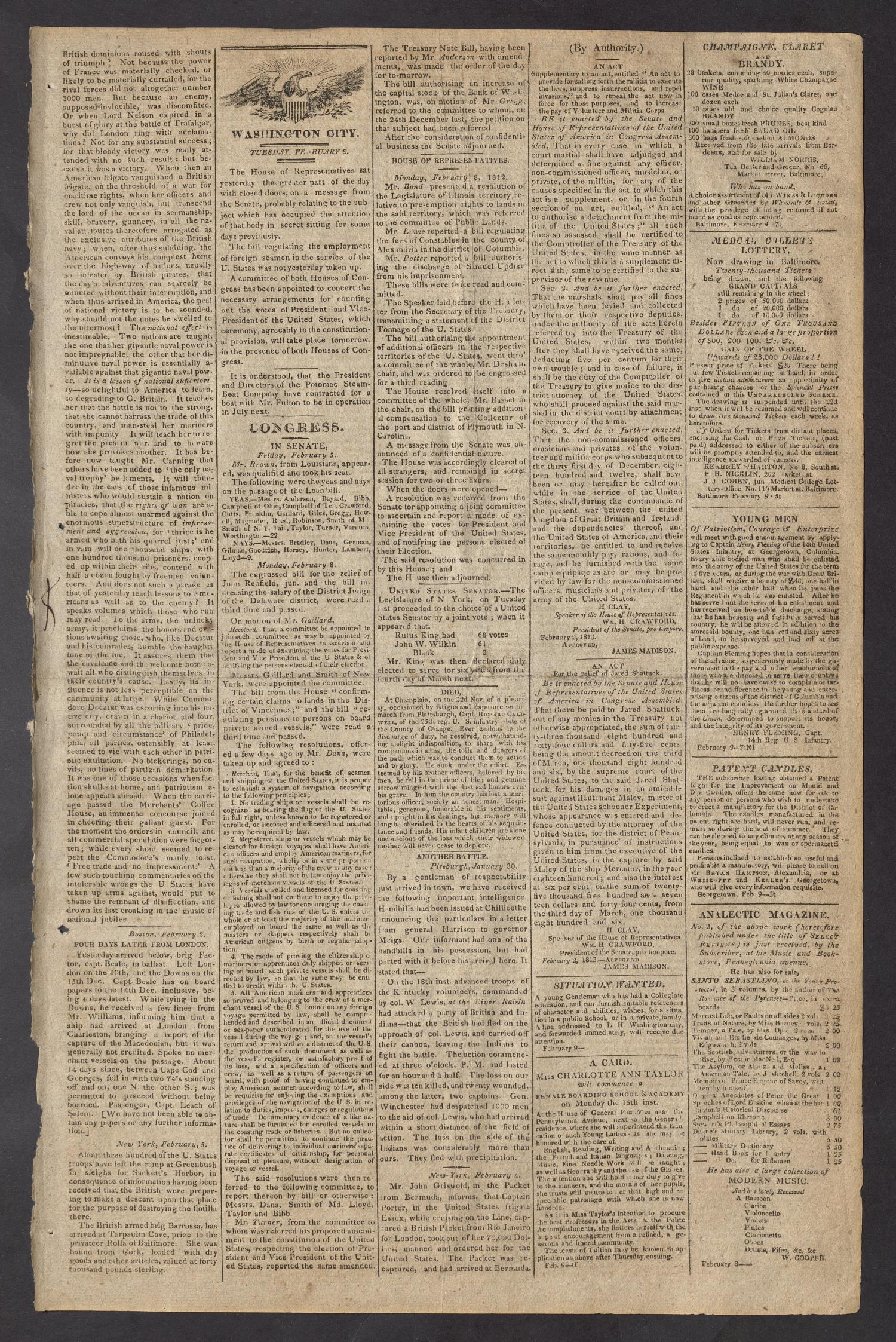 National Intelligencer. (Washington City [D.C.]), Vol. 13, No. 1933, Ed. 1 Tuesday, February 9, 1813
                                                
                                                    [Sequence #]: 3 of 4
                                                