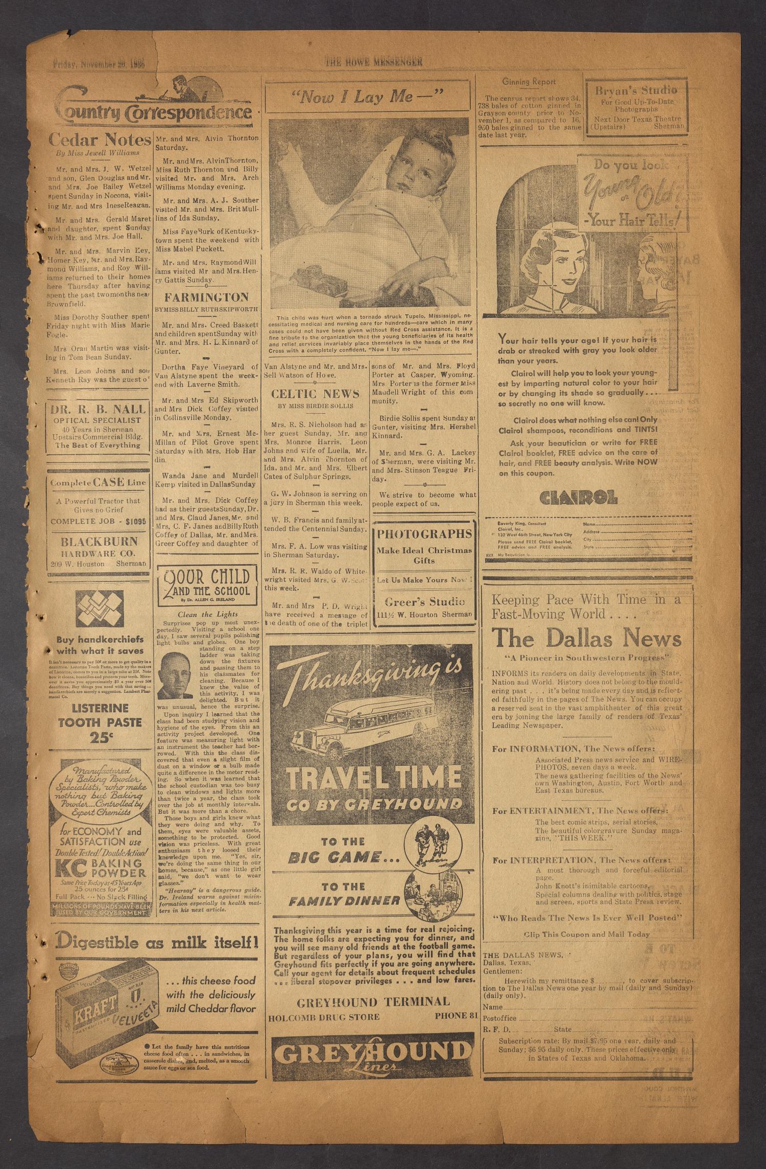 The Howe Messenger (Howe, Tex.), Vol. 13, No. 47, Ed. 1 Friday, November 20, 1936
                                                
                                                    [Sequence #]: 5 of 8
                                                