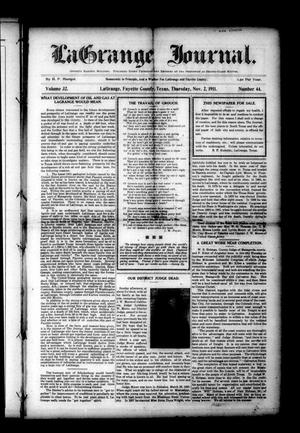 La Grange Journal. (La Grange, Tex.), Vol. 32, No. 44, Ed. 1 Thursday, November 2, 1911