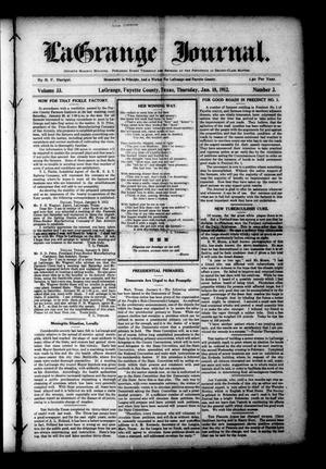 Primary view of object titled 'La Grange Journal. (La Grange, Tex.), Vol. 33, No. 3, Ed. 1 Thursday, January 18, 1912'.