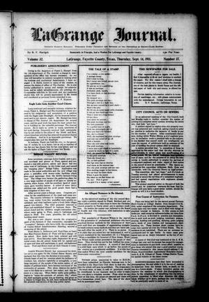 La Grange Journal. (La Grange, Tex.), Vol. 32, No. 37, Ed. 1 Thursday, September 14, 1911
