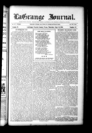La Grange Journal. (La Grange, Tex.), Vol. 31, No. 37, Ed. 1 Thursday, September 15, 1910